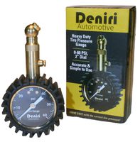 Deniri Heavy Duty Tire Pressure Gauge - 0-60 PSI, Cars, Trucks, Motorcycles, RV's ATV's, Lawn Tractors, Bicycles, etc. - Certified ANSI B40.1 Accurate. Equipped with Built-in Air Bleeder, Solid Brass
