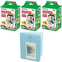 Fujifilm INSTAX Mini Instant Film 60 sheets White (3x Twin Pack) With Photo Album 64 Pockets Blue Value Set Bundle For Fuji Mini 8 7s 25 50s 90 SP-1 Printer