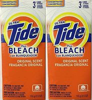 Ultra Tide Plus Bleach | Original Scent | Powder Detergent | 3 Loads | 5.5 oz (two packs)