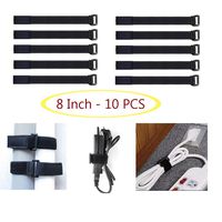 10PCS 8 Inch BOEIS Reusable Fastening Cable Ties and Cable Straps Set,Boeis Adjustable Multipurpose Hook and Loop Cord Ties Securing Straps for Cord Management