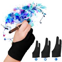 LUCKSTAR Artist Glove Pack of 2 - Anti-fouling Drawing Glove Graphic Drawing Tablet 2-Fingers Glove Artist Gloves for Light Box/Graphic Tablet/Pen Display/iPad Pro Pencil (M)