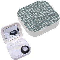 Portable Contact Lens Case Box Travel Kit Mirror + Bottle + Tweezers Container Holder [ Lines Geometric ]
