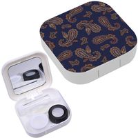 Portable Contact Lens Case Box Travel Kit Mirror + Bottle + Tweezers Container Holder [ Paisley ]