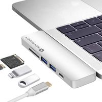 NOV8Tech 5-in-2 Aluminum USB-C Hub for MacBook Pro 2019-16 and MacBook Air 2019-18, 2xUSB 3.0, Thunderbolt 3 100W PD Charger and 40GBps Data, SD/Micro SD Card Reader 5-in-1