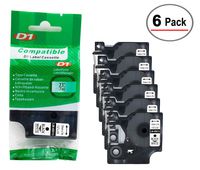 6/Pack LM Tapes - Premium LM-45013 1/2" Black on White Compatible Label Maker Tape, Replaces Dymo 45013 D1 Label Tape 12mm