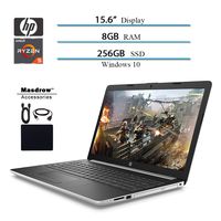 HP 15.6" HD Touch-Screen Laptop Notebook Computer, AMD Quad Core Ryzen 5 3500U up to 3.7GHz, 8GB RAM, 256GB SSD, AMD Radeon Vega 8, USB 3.0, Webcam, DVD-RW, HDMI, Windows 10, W/ Masdrow Accessories