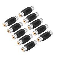 uxcell RCA Female to Female Connector Stereo Audio Video Cable Adapters Coupler Black 10Pcs