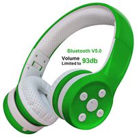 Kids Bluetooth Headphones Yusonic Wireless Over Ear Volume limiting Foldable Headset with Mic Stereo Cordless Ear Muffs for Cell Phones TV Computer Toddler Tablet Game School Boys Girls (Green