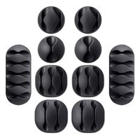 Baskety Wire Clips Cable Protector for TV Home, Cubicle, Car, Desk (Pack of 10) (10 PCS Set Black)
