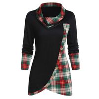JKLING Womens Houndstooth Turtleneck Sweatshirt Plus Size Cowl Neck Long Sleeve Plaid Patchwork Tunic Pullover Tops