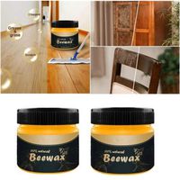 YiYLunneo Wood Seasoning Beewax, Multipurpose Furniture Care Beeswax, Home Cleaning Multipurpose Natural Beeswax Polished, Nourishes, Protects Dry Wood (2pcs Beewax + 1pc Sponge)