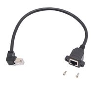 zdyCGTime Cat6e RJ45 Down Angle Male to Female Shielded Ethernet Network Screw Panel Mount Extension Cable 90 Degree Angle RJ45 Network Cable,1ft(Down)