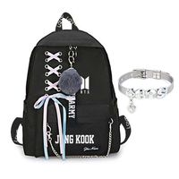Youyouchard BTS Bangtan Boys Love Yourself Answer BTS Backpack for Women Girls Canvas Backpack for Laptop Hiking Travel with A BTS Bracelet(JUNGKOOK)