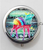 BlackKey Colorful Deer Animal 3-Compartment Decorative Pocket Gift Box Case Organizer for Pill, Color 1 -671