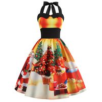 Fudule Women's Christmas Dresses Half Sleeve Round Collar Lace Up Tartan Plaid Print Asymmetrical Mini Dress