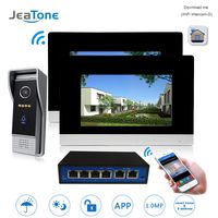 7 inch WiFi IP Video Door Phone Intercom Wired Door Bell Door Speaker Access Control System Touch Screen Motion Detection for 2 Apartments