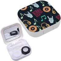 Portable Contact Lens Case Box Travel Kit Mirror + Bottle + Tweezers Container Holder [ Musical Music Accessories ]