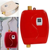 Water Heater Electric Tankless Instant Hot Kitchen Washing Faucet 3000W 110V (red)