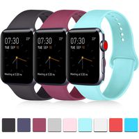 Pack 3 Compatible with Apple Watch Band 38mm 40mm 42mm 44mm, Soft Silicone Band Replacement for Apple iWatch Series 4, Series 3, Series 2, Series 1 (Black/Wine Red/Light Blue, 42mm/44mm-S/M)