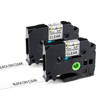 Compatible TZe-131 Brother Ptouch Label Tape Clear 12mm 0.47" Tape TZ-131 1/2 inch Laminated TZe Tape Black on Clear for Brother PTD210 PT1880 PTH110 PTD400 PT1830 PTD600, 2-Pack