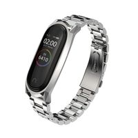 Mijobs Replacement Strap Compatible with Xiaomi Mi Band 3, Stainless Steel Replacement Band Metal Bracelet Wristband Accessories for Xiaom Mi Band 4 Strap (Silver)
