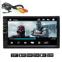 Newest Car MP5 Player Double Din Car Stereo 7 inch Capacitive Touch Screen Car Radio MP3/MP4/FM Player Supports Bluetooth/USB/tf with Remote Control + Backup Camera