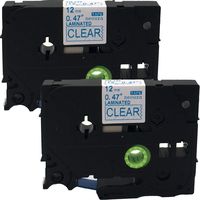 NEOUZA 2PK Compatible for Brother P-Touch Laminated TZe TZ Label Tape Cartridge 12mm x 8m (TZ-133 TZe-133 Blue on Clear)
