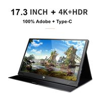 Ever Lustre 17.3 Inch USB Portable Monitor 4K 100 Adobe IPS Gaming Monitor W/Type C Build-in Speakers for Laptop PS3 PS4 Xbox ONE Xbox 360 Switch (Monitor+case)