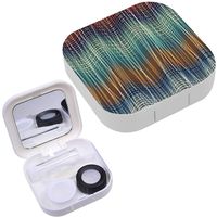 Portable Contact Lens Case Box Travel Kit Mirror + Bottle + Tweezers Container Holder [ Wavy Lines ]