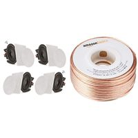 Pyle 8" 4 Bluetooth Flush Mount in-Wall in-Ceiling 2-Way Speaker System Quick Connections Changeable Round/Square Grill Polypropylene Cone & AmazonBasics SW100ft  16-Gauge Speaker Wire - 100 Feet