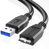 Durable Fast Charging Data Cable Micro B USB 3.0 Cable Cord for Mobile Phone Samsung Galaxy S5, Note 3, Camera, Hard Drive and More 1.5ft Black