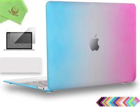 UESWILL 3in1 Smooth Matte Hard Shell Case Cover for MacBook 12 inch with Retina Display (Model: A1534) + Keyboard Cover and Screen Protector + Microfibre Cleaning Cloth, Rainbow