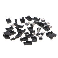 10 Sets5 Pin Right Angle Micro USB Connector Male Plug Kit with Black Cover Solder Jack by Keaiduoa