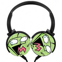 Headphones Lightweight with Mic Over Ear 3.5Mm Running Cartoon Invader Zim Stereo Headsets for Boys