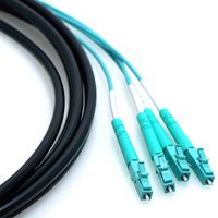 50Force 65m LC/LC 4-Strand OM3 Multimode 50/125 10GB Indoor/Outdoor Plenum Rated Fiber Cable with 18" Furcated Legs