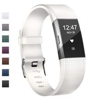 Wekin Replacement Bands Compatible with Fitbit Charge 2, Adjustable Silicone Sport Accessory Wristband Straps for Charge 2 HR Fitness Tracker Small Large Women Men