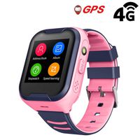 Kids Waterproof GPS Smart Watch, Laxcido 4G Children Video Phone Call Real-time Tracking Camera SOS Alarm Geo-Fence Touch Screen Monitoring Health Steps Flashlight Anti-Lost GPS Tracker Watch (Pink)