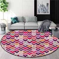 RUGSMAT Abstract Modern Washable Round Bath Mat,Colorful Arrows Chevron Kids Teepee Tent Game Play House Round Diameter-35