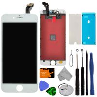 Replacement Screen Compatible with iPhone 6 4.7 inch Full LCD Digitizer Frame Assembly Touch Display with a Complementary Repair Tool Kit (iPhone 6, White, All Carriers)