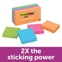 Post-it Super Sticky Notes, 2x Sticking Power, 2 in x 2 in, Rio de Janeiro Collection, 8 Pads (622-8SSAU)