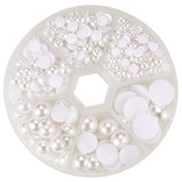 PH PandaHall 690pcs 6 Sizes White Flat Back Pearl Cabochon Flat Back Pearls for Crafts Scrapbooking Embellishment DIY Phone Nail Making(4mm, 5mm,6mm, 8mm, 10mm, 12mm)
