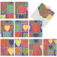 The Best Card Company - 10 Blank Heart Note Cards Boxed (4 x 5.12 Inch) - All Occasion Heartfelt Love Assortment - From The Heart M6024