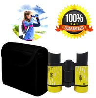 Kid Binoculars Shock Proof Toy Binoculars Set - Bird Watching - Educational Learning - Presents for Kids - Children Gifts - Boys and Girls - Outdoor Play - Hunting - Hiking - Camping Gear (Yellow)