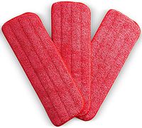Emoly Microfiber Spray Mop Replacement Head, 3 Pack Reusable Pros Head Wet Dry Mops Refill Fit for Wet Dry Mops Compatible with Bona Floor Care System (Red)