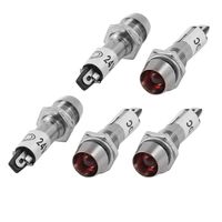 Uxcell a14050300ux0148 Threaded LED Light Signal Indicator Lamp, DC 24V, 5 Piece, 8 mm, Red