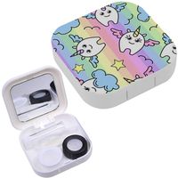 Portable Contact Lens Case Box Travel Kit Mirror + Bottle + Tweezers Container Holder [ Fantastic Animal Horse ]