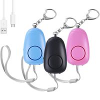 (2020 Upgraded New Version) Safe Sound Personal Alarm, Rechargeable Emergency 130db Security Alarm Keychain Siren Song with 2 LED Lights, for Women, Men, Children, Elderly (3 Pack)