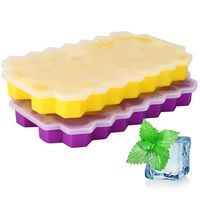 Ice Cube Trays, 2 Pack Silicone Ice Cube Molds with Lid Flexible 74-Ice Trays BPA Free, for Whiskey, Cocktail, Stackable Flexible Safe Ice Cube Molds (Purple & Yellow)