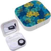 Portable Contact Lens Case Box Travel Kit Mirror + Bottle + Tweezers Container Holder [ Stylized Fivepetal Flowers ]