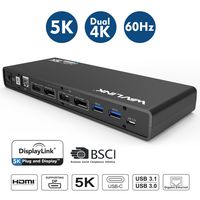 WAVLINK Dual 4K USB C Type A Laptop Docking Station,Single 5K/ Dual 4K @60Hz Video Outputs Dual Monitor for Windows,(2 HDMI & 2 DP, Gigabit Ethernet, 6 USB 3.0,) DL6950-PD Function Not Supported